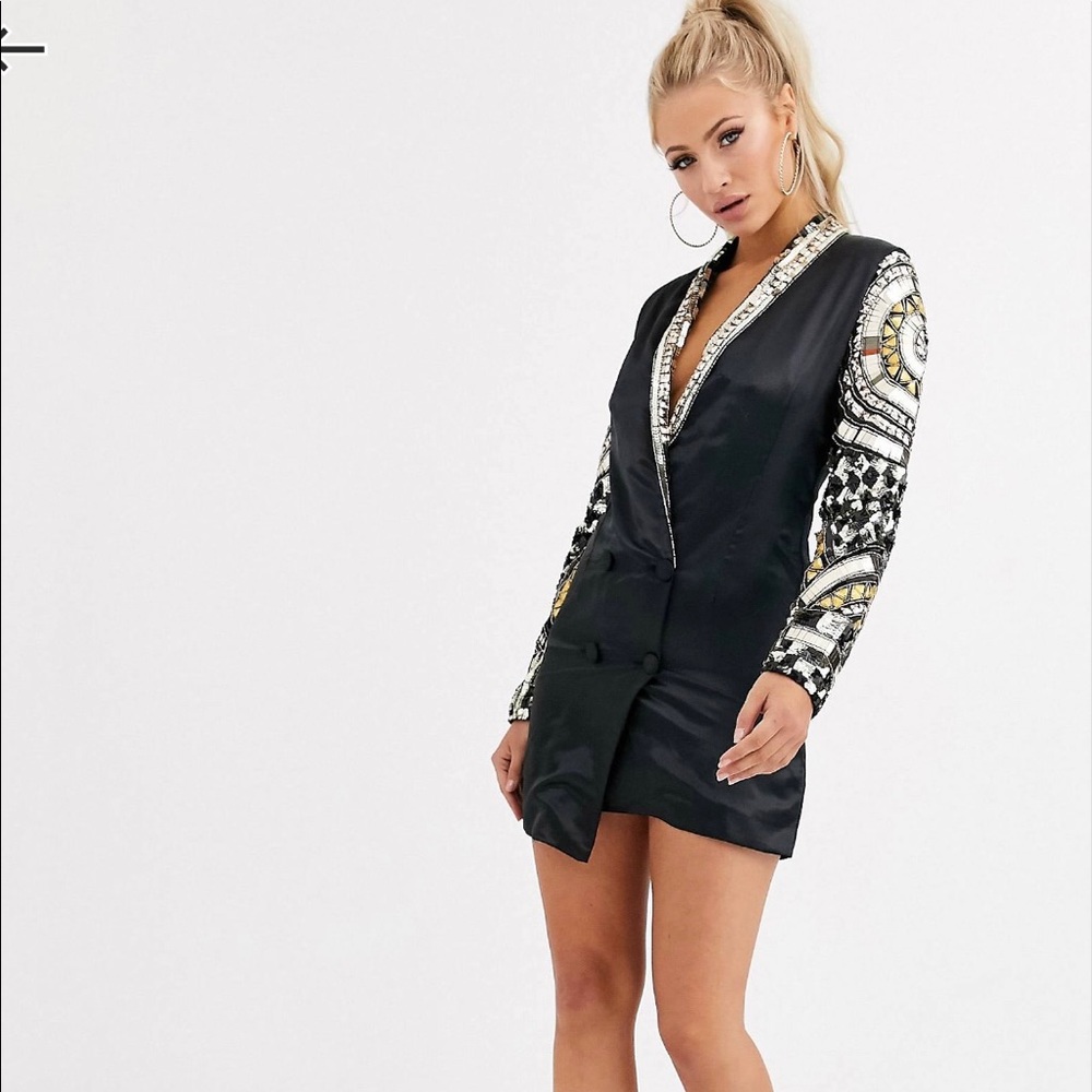 Starlet Oversized Embellished Tuxedo Dress